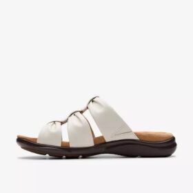 Sandalias planas de cuero color crema «Kitly Slide» para mujer