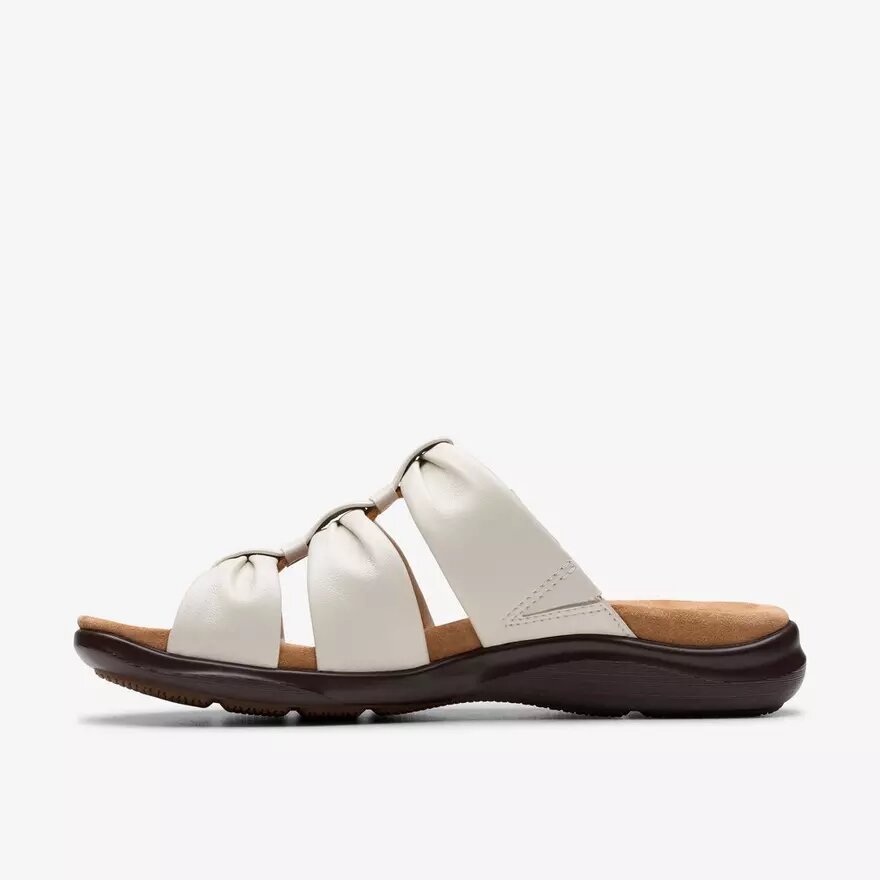 Sandalias planas de cuero color crema «Kitly Slide» para mujer Sandalias planas de cuero color crema «Kitly Slide» para mujer