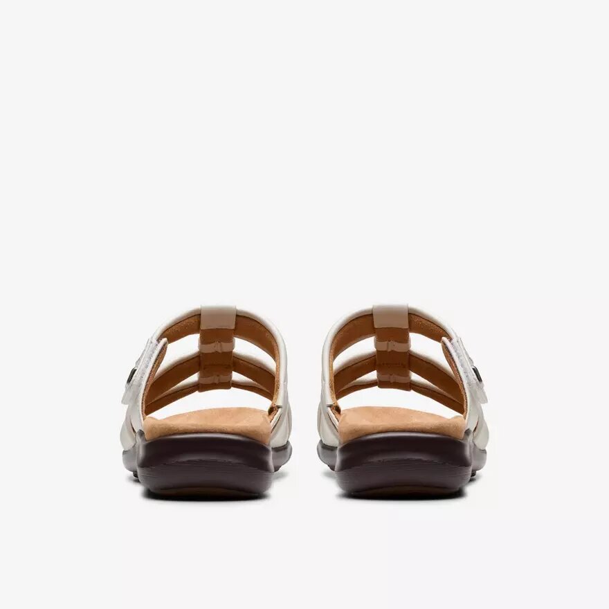 Sandalias planas de cuero color crema «Kitly Slide» para mujer Sandalias planas de cuero color crema «Kitly Slide» para mujer