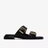Sandalias planas de cuero negro Ariany Bay para mujer Sandalias planas de cuero negro Ariany Bay para mujer