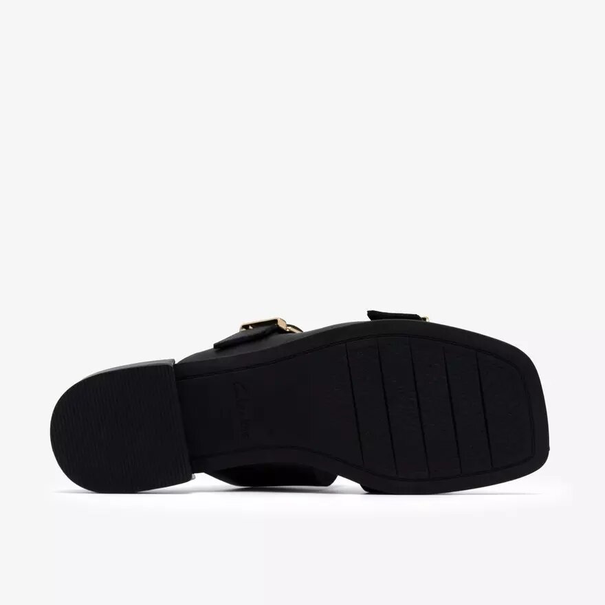 Sandalias planas de cuero negro Ariany Bay para mujer Sandalias planas de cuero negro Ariany Bay para mujer