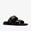 Sandalias planas de cuero negro Ariany Bay para mujer Sandalias planas de cuero negro Ariany Bay para mujer