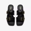 Sandalias planas de cuero negro Ariany Bay para mujer Sandalias planas de cuero negro Ariany Bay para mujer