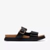 Sandalias planas de cuero negro Arwell Step para mujer Sandalias planas de cuero negro Arwell Step para mujer