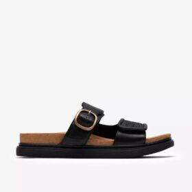 Sandalias planas de cuero negro Arwell Step para mujer