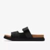 Sandalias planas de cuero negro Arwell Step para mujer Sandalias planas de cuero negro Arwell Step para mujer