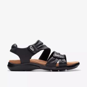 Sandalias planas de cuero negro Kitly Ave para mujer