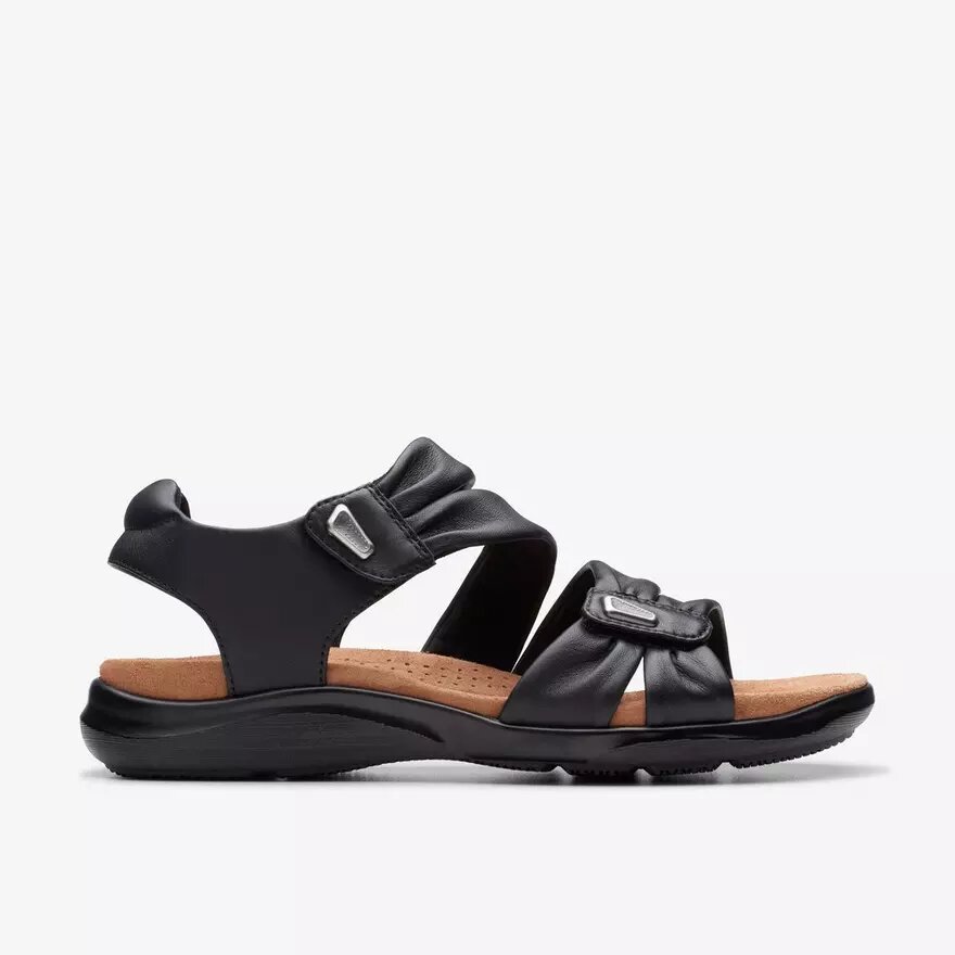 Sandalias planas de cuero negro Kitly Ave para mujer Sandalias planas de cuero negro Kitly Ave para mujer