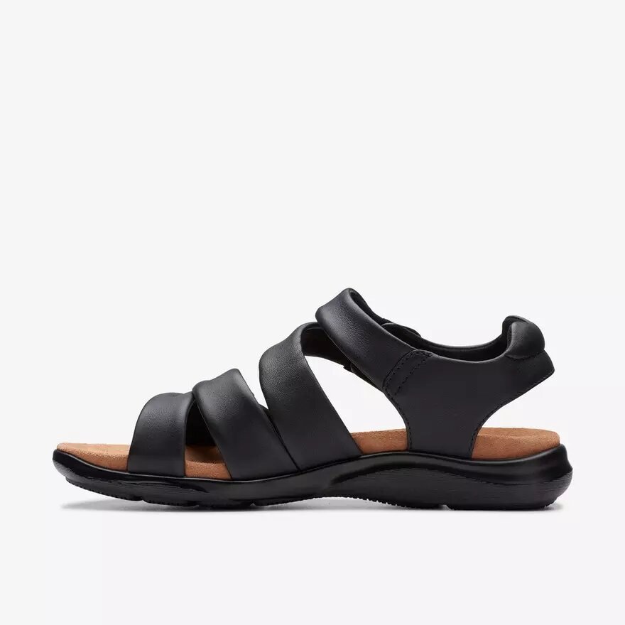 Sandalias planas de cuero negro Kitly Ave para mujer Sandalias planas de cuero negro Kitly Ave para mujer
