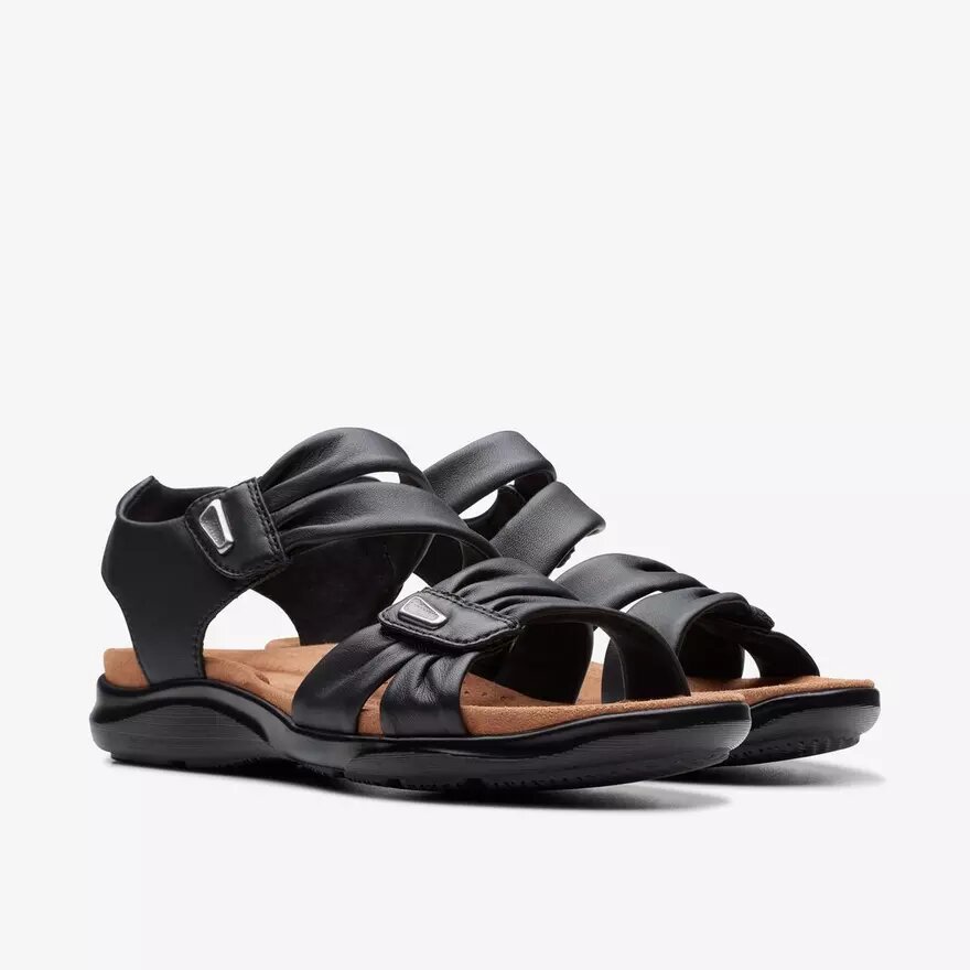 Sandalias planas de cuero negro Kitly Ave para mujer Sandalias planas de cuero negro Kitly Ave para mujer