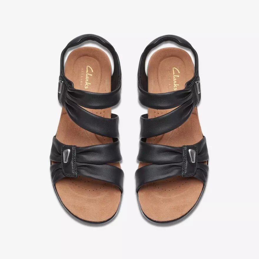 Sandalias planas de cuero negro Kitly Ave para mujer Sandalias planas de cuero negro Kitly Ave para mujer