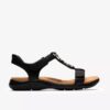 Sandalias planas de cuero negro Kitly Gem para mujer Sandalias planas de cuero negro Kitly Gem para mujer