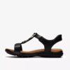 Sandalias planas de cuero negro Kitly Gem para mujer Sandalias planas de cuero negro Kitly Gem para mujer