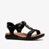 Sandalias planas de cuero negro Kitly Gem para mujer Sandalias planas de cuero negro Kitly Gem para mujer