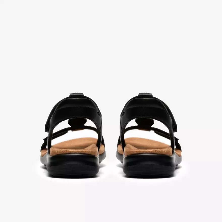 Sandalias planas de cuero negro Kitly Gem para mujer Sandalias planas de cuero negro Kitly Gem para mujer