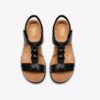 Sandalias planas de cuero negro Kitly Gem para mujer Sandalias planas de cuero negro Kitly Gem para mujer