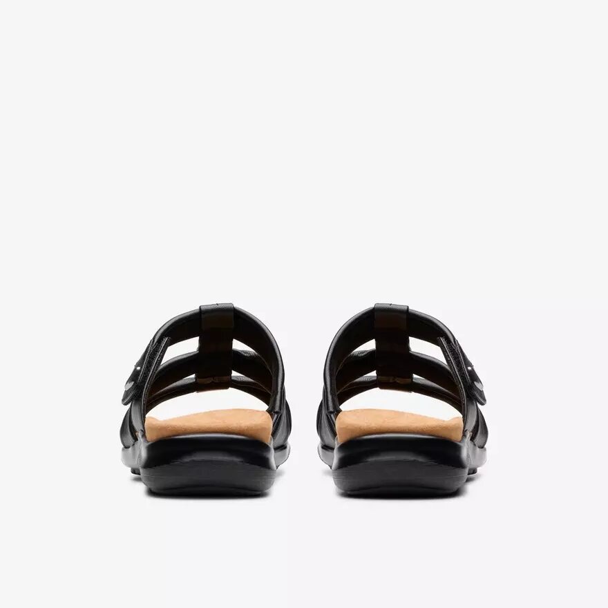 Sandalias planas de cuero negro Kitly Slide para mujer Sandalias planas de cuero negro Kitly Slide para mujer