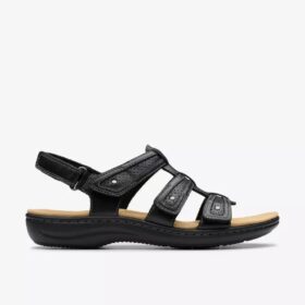 Sandalias planas de cuero negro Laurieann Ivy para mujer