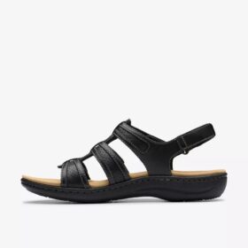 Sandalias planas de cuero negro Laurieann Ivy para mujer