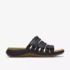 Sandalias planas de cuero negro Maelynn Abby para mujer Sandalias planas de cuero negro Maelynn Abby para mujer