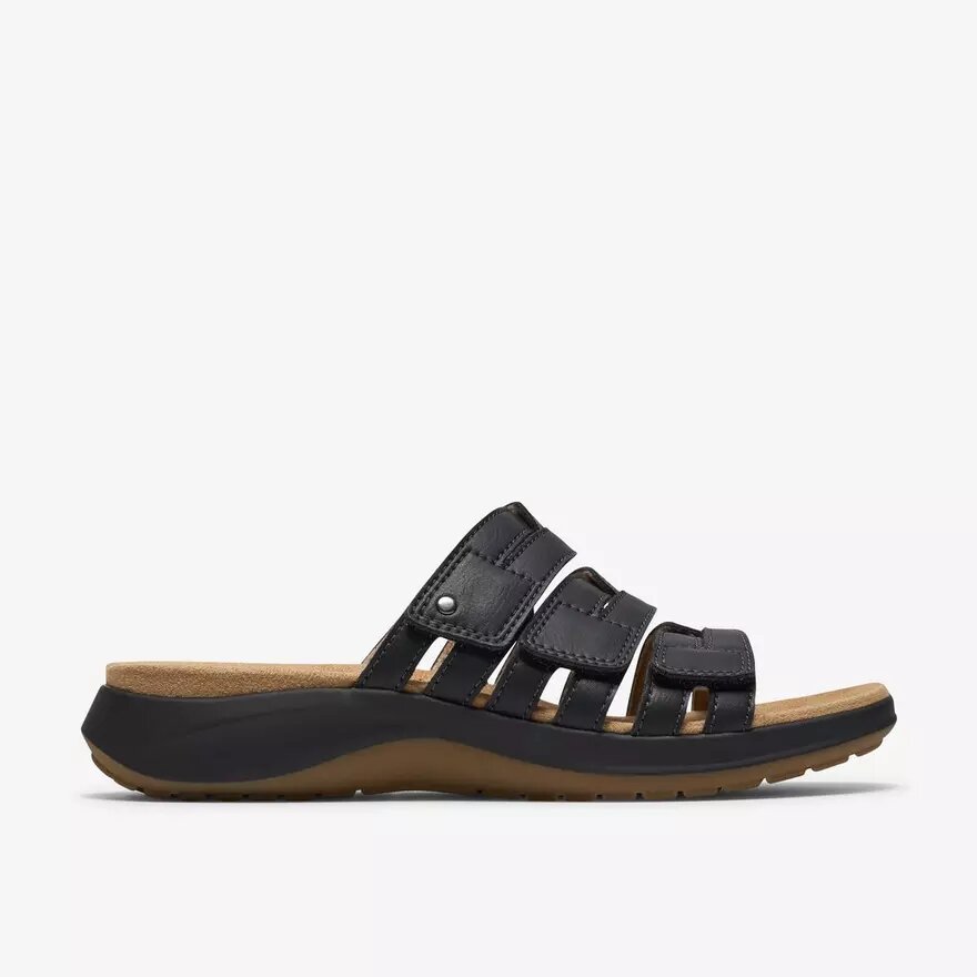 Sandalias planas de cuero negro Maelynn Abby para mujer Sandalias planas de cuero negro Maelynn Abby para mujer