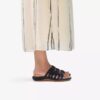 Sandalias planas de cuero negro Maelynn Abby para mujer Sandalias planas de cuero negro Maelynn Abby para mujer