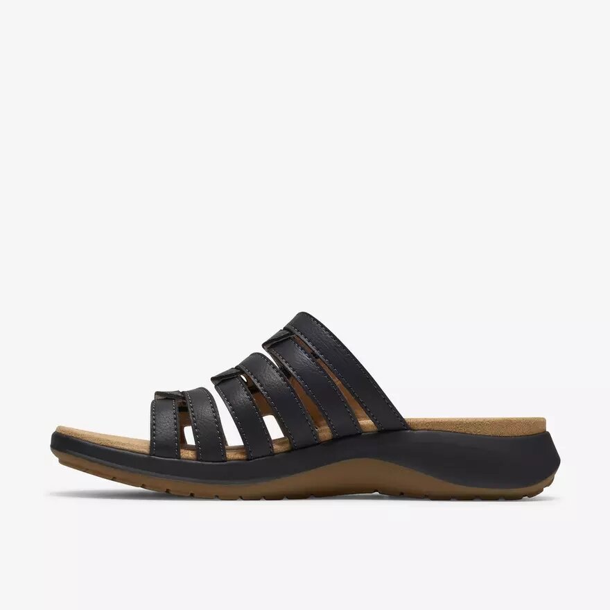 Sandalias planas de cuero negro Maelynn Abby para mujer Sandalias planas de cuero negro Maelynn Abby para mujer