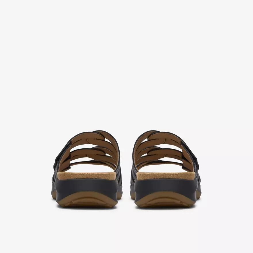 Sandalias planas de cuero negro Maelynn Abby para mujer Sandalias planas de cuero negro Maelynn Abby para mujer