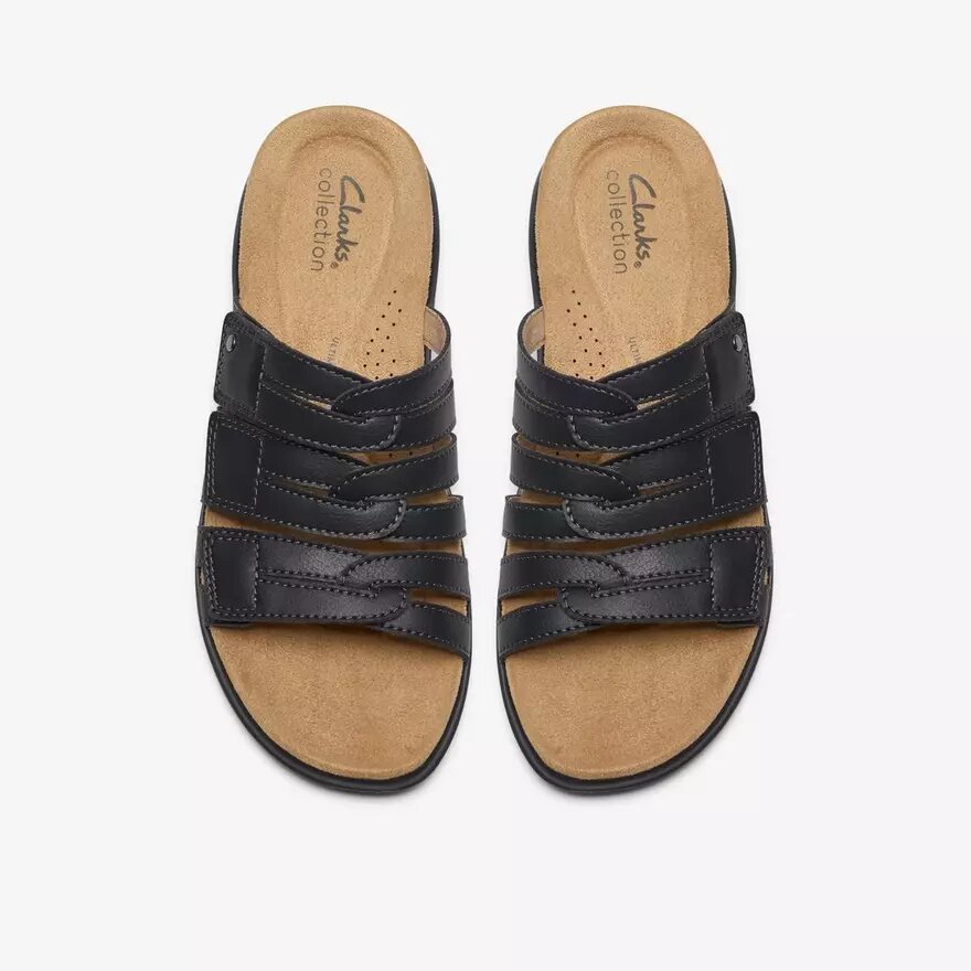 Sandalias planas de cuero negro Maelynn Abby para mujer Sandalias planas de cuero negro Maelynn Abby para mujer