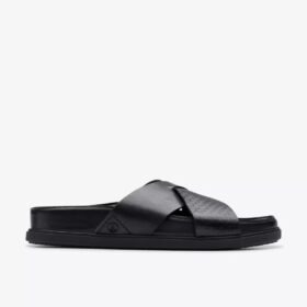 Sandalias planas de cuero negro Torford Cross para hombre
