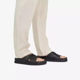 Sandalias planas de cuero negro Torford Cross para hombre