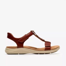 Sandalias planas de cuero para mujer Kitly Gem en naranja quemado