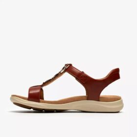 Sandalias planas de cuero para mujer Kitly Gem en naranja quemado