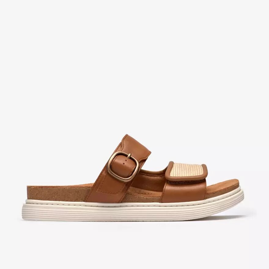 Sandalias planas de mujer Arwell Step de piel color tostado Sandalias planas de mujer Arwell Step de piel color tostado