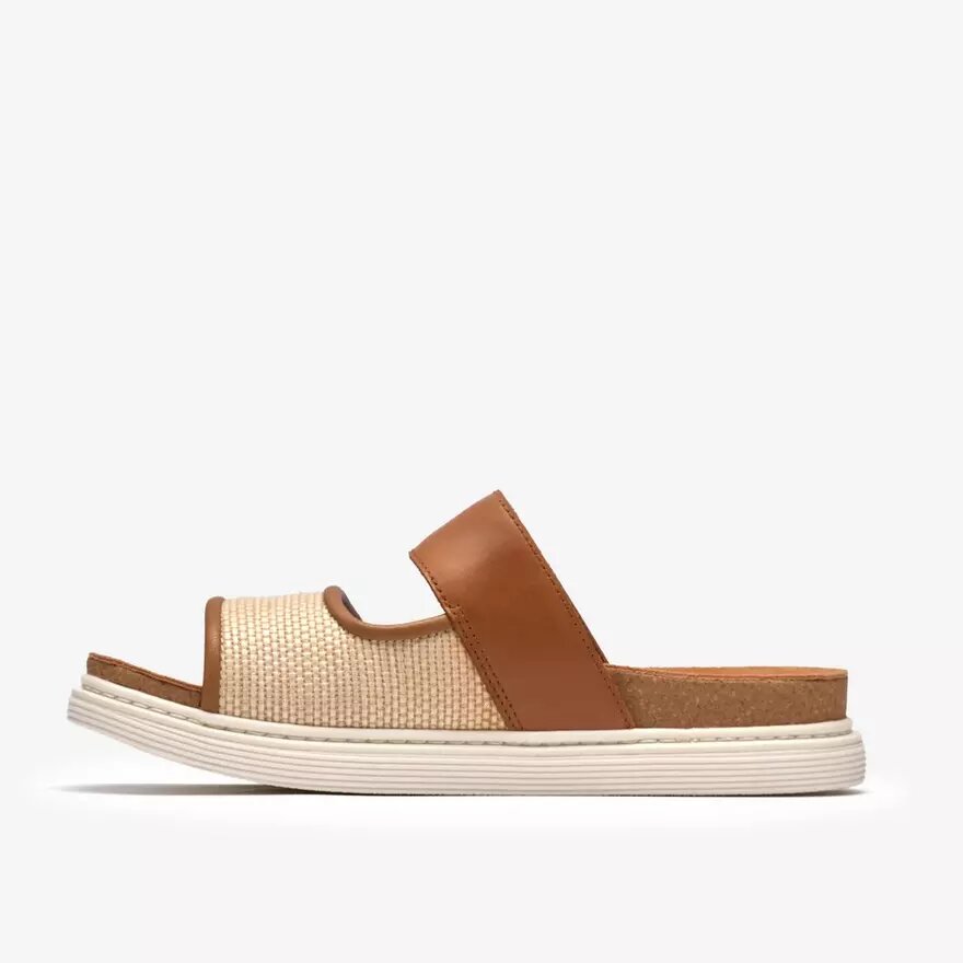 Sandalias planas de mujer Arwell Step de piel color tostado Sandalias planas de mujer Arwell Step de piel color tostado