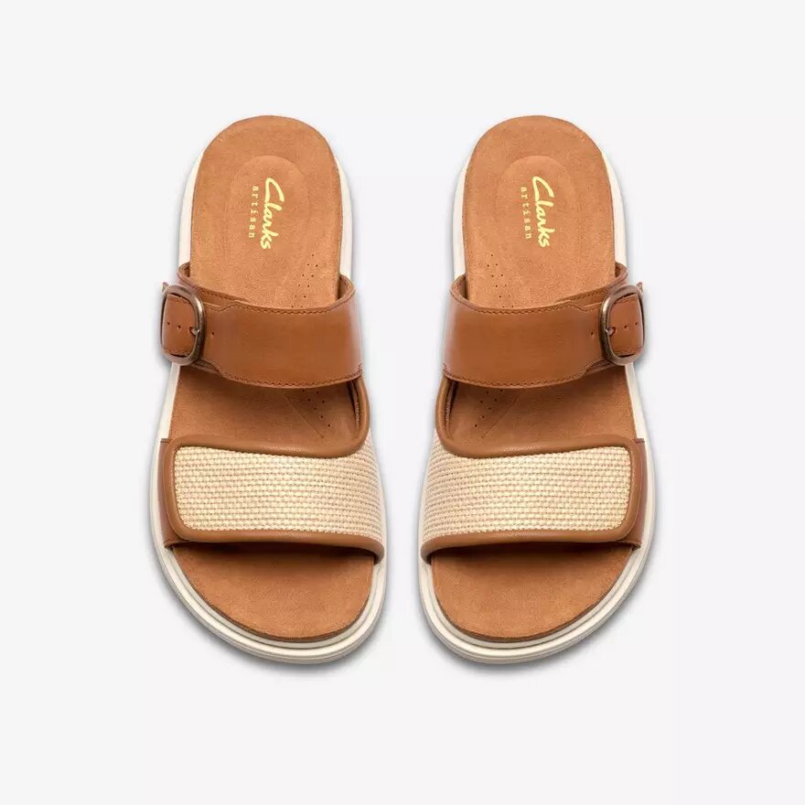 Sandalias planas de mujer Arwell Step de piel color tostado Sandalias planas de mujer Arwell Step de piel color tostado