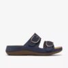 Sandalias planas de mujer Cecily Step en nubuck azul marino Sandalias planas de mujer Cecily Step en nubuck azul marino
