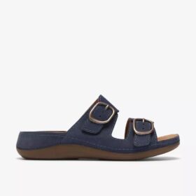 Sandalias planas de mujer Cecily Step en nubuck azul marino