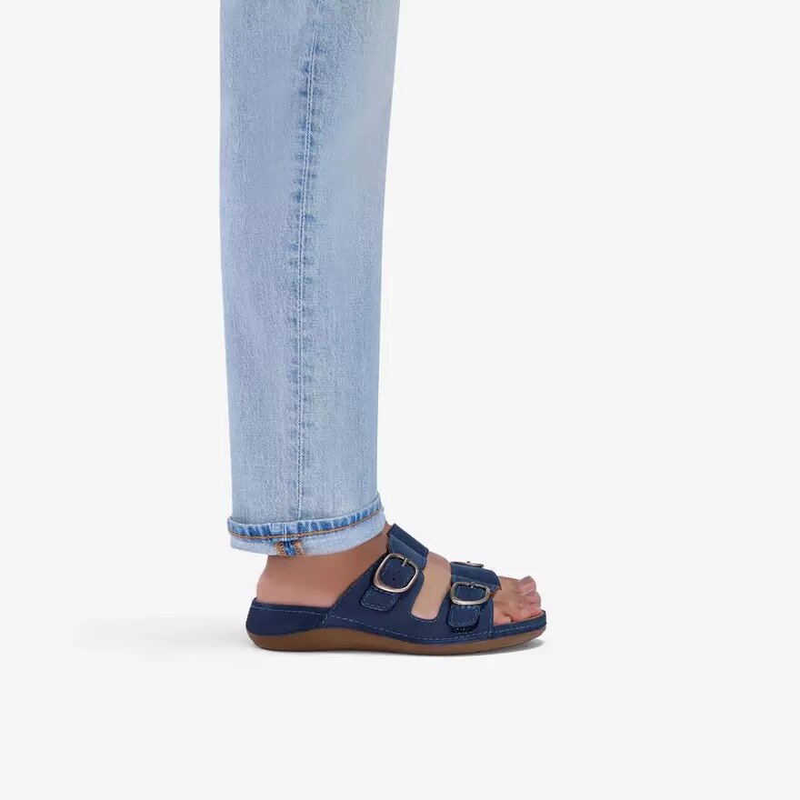 Sandalias planas de mujer Cecily Step en nubuck azul marino Sandalias planas de mujer Cecily Step en nubuck azul marino