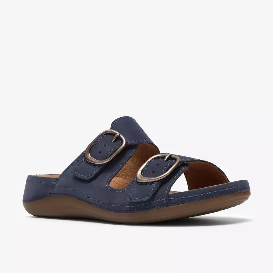 Sandalias planas de mujer Cecily Step en nubuck azul marino Sandalias planas de mujer Cecily Step en nubuck azul marino