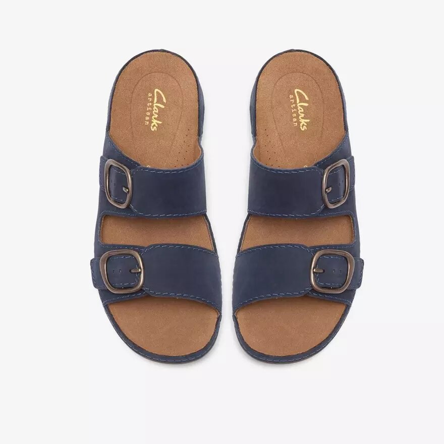 Sandalias planas de mujer Cecily Step en nubuck azul marino Sandalias planas de mujer Cecily Step en nubuck azul marino
