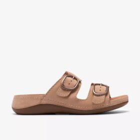 Sandalias planas de mujer Cecily Step en nubuck beige