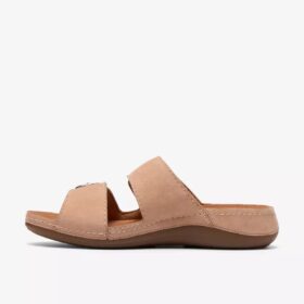 Sandalias planas de mujer Cecily Step en nubuck beige