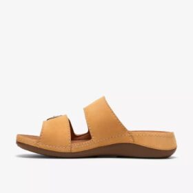 Sandalias planas de mujer Cecily Step en nubuck ocre claro