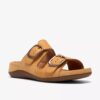 Sandalias planas de mujer Cecily Step en nubuck ocre claro