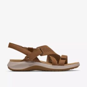 Sandalias planas de mujer Maelynn Gem en nubuck color tostado