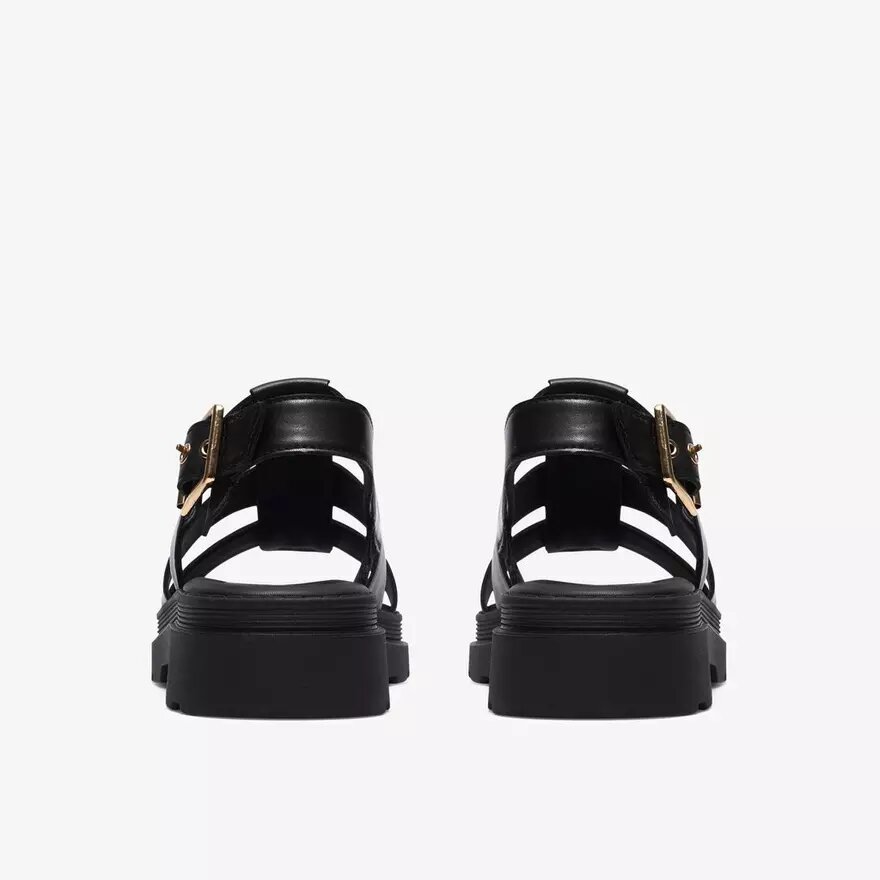 Sandalias planas de mujer Orinoco3 Strap, de piel negra Sandalias planas de mujer Orinoco3 Strap, de piel negra