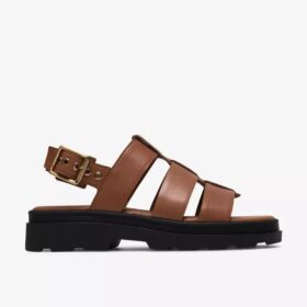 Sandalias planas de mujer Orinoco3 Strap en piel color tostado