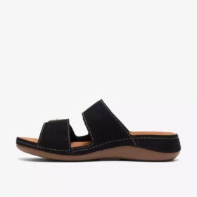 Sandalias planas de nubuck negro «Cecily Step» para mujer