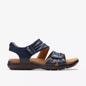 Sandalias planas de piel azul marino Kitly Ave para mujer
